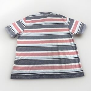 Izod Polo Mens 2XL Blue Red Gray Striped Golf Shirt Short Sleeve Preppy Casual